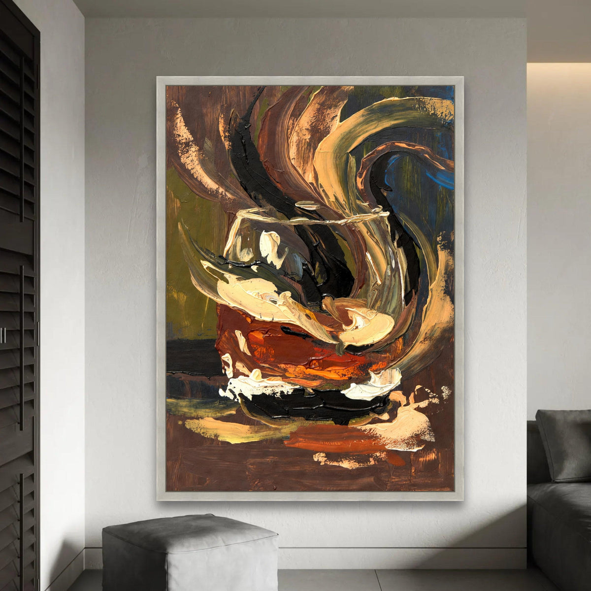 Abstract Tea Cup Canvas, Bold Brush Stroke Wall Art, Modern Home Decor, Expressionist Still Life Painting, Canvas Ready To Hang Decoration