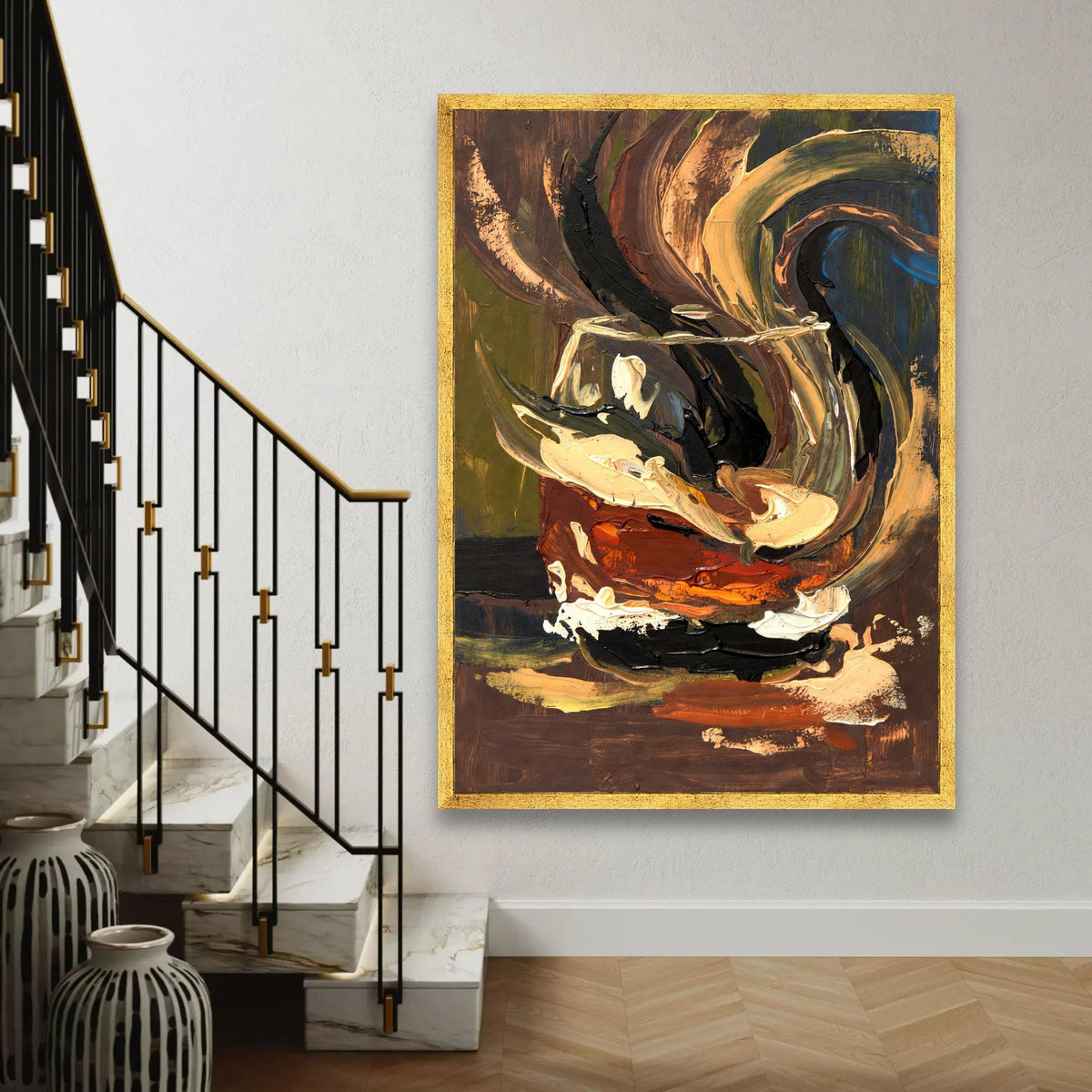 Abstract Tea Cup Canvas, Bold Brush Stroke Wall Art, Modern Home Decor, Expressionist Still Life Painting, Canvas Ready To Hang Decoration