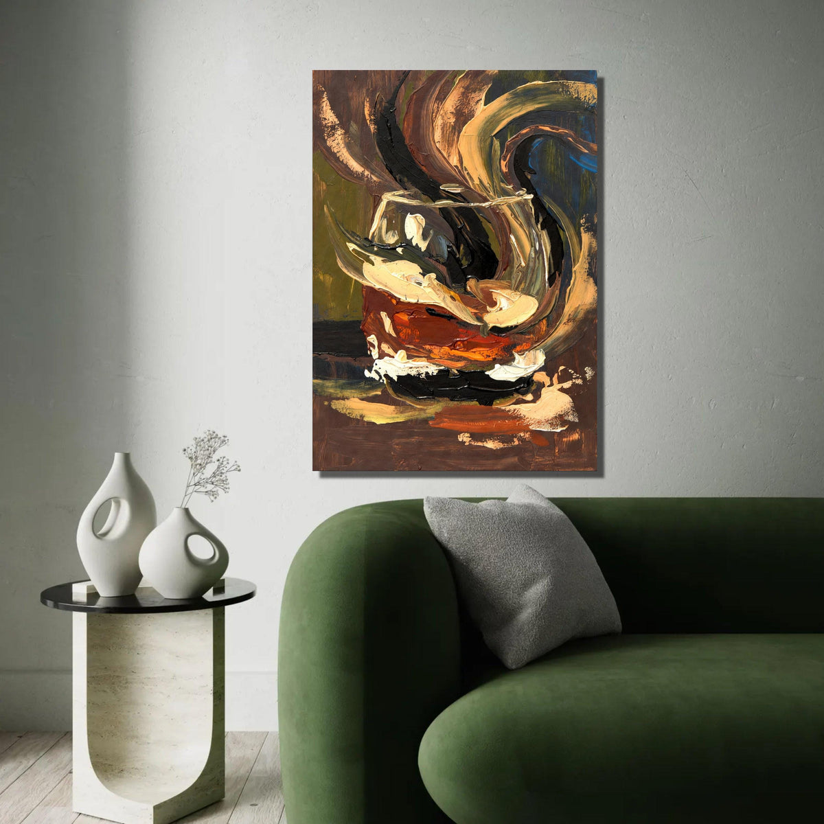 Abstract Tea Cup Canvas, Bold Brush Stroke Wall Art, Modern Home Decor, Expressionist Still Life Painting, Canvas Ready To Hang Decoration