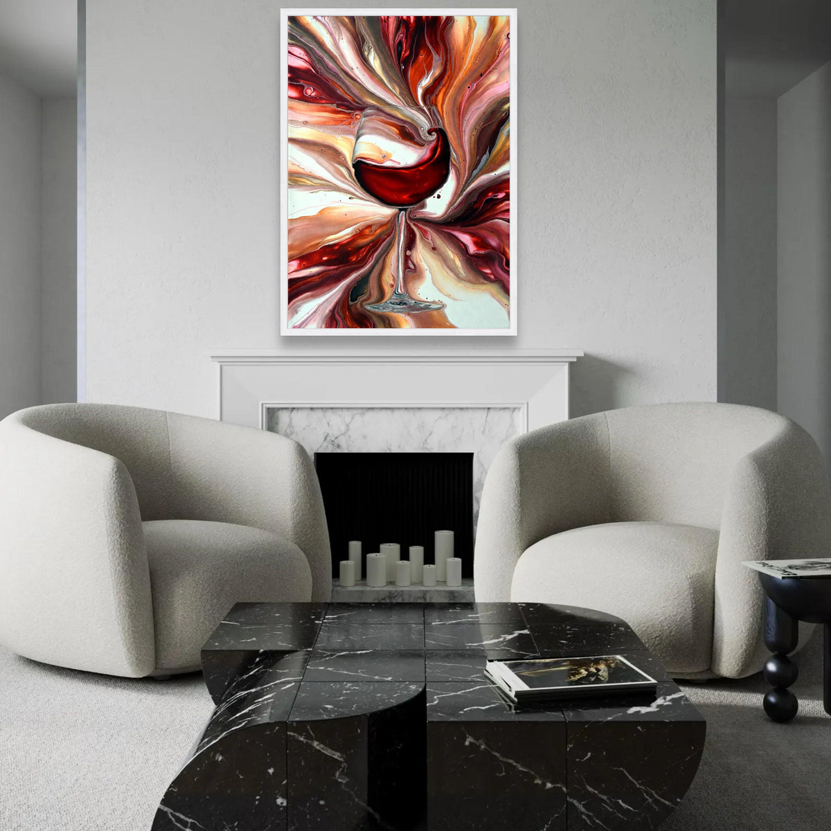 Abstract Wine Glass Canvas Art, Red Wine Splash Painting, Modern Fluid Art Wall Decor, Kitchen and Bar Canvas, Ready To Hang Decoration
