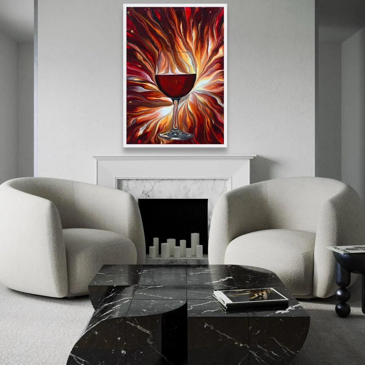 Red Wine Glass Canvas Wall Art, Abstract Fluid Art Painting, Modern Home Decor, Vibrant Wine Theme Canvas, Ready to Ready To Hang Decoration