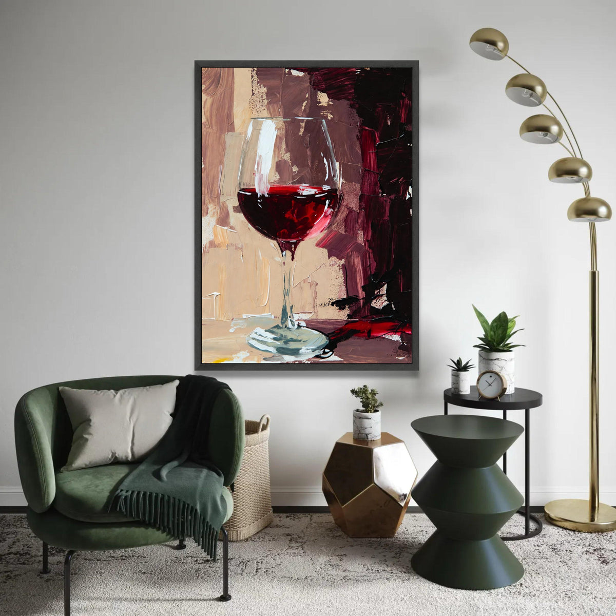 Red Wine Glass Canvas, Abstract Wine Art, Modern Bar Decor, Wine Lover Gift, Canvas Wall Art for Home Ready To Hang Decoration
