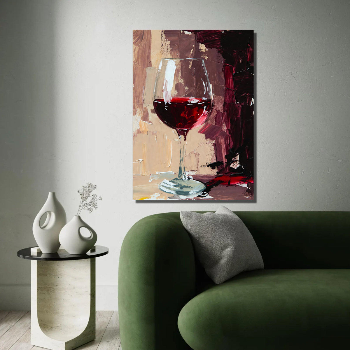 Red Wine Glass Canvas, Abstract Wine Art, Modern Bar Decor, Wine Lover Gift, Canvas Wall Art for Home Ready To Hang Decoration