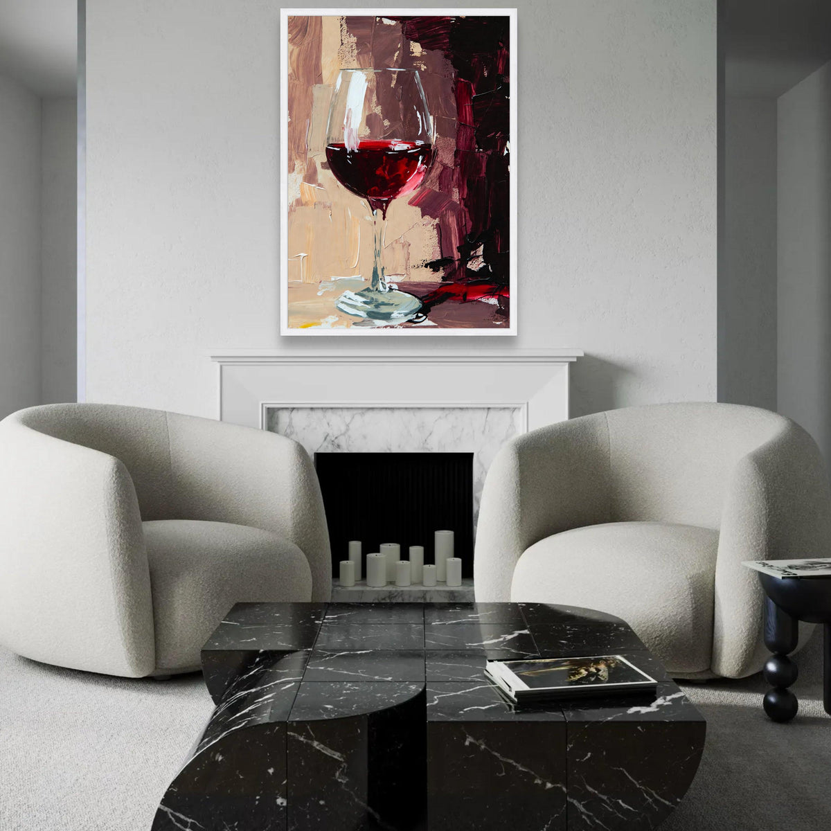 Red Wine Glass Canvas, Abstract Wine Art, Modern Bar Decor, Wine Lover Gift, Canvas Wall Art for Home Ready To Hang Decoration