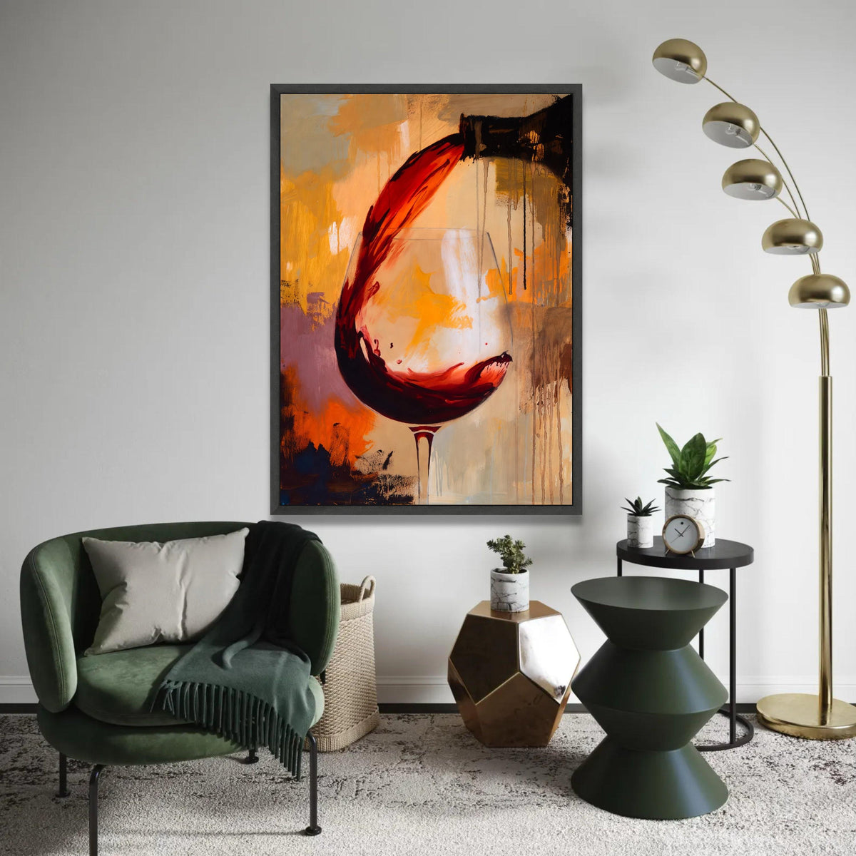 Abstract Red Wine Pour, Modern Canvas Wall Art, Wine Glass Painting, Contemporary Home Decor, Bar and Kitchen Ready To Hang Decoration