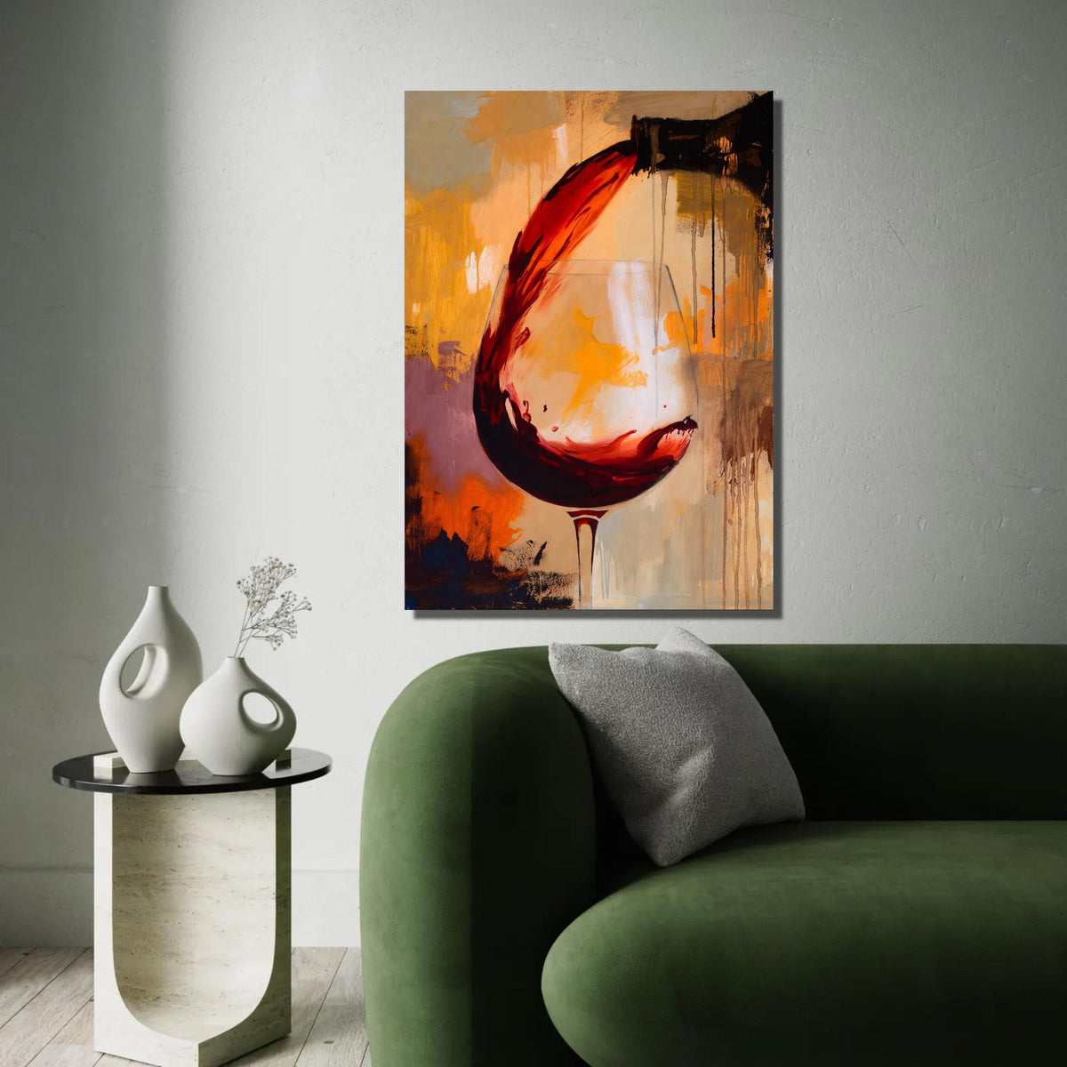 Abstract Red Wine Pour, Modern Canvas Wall Art, Wine Glass Painting, Contemporary Home Decor, Bar and Kitchen Ready To Hang Decoration