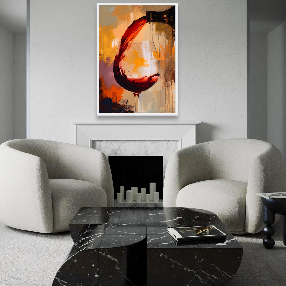 Abstract Red Wine Pour, Modern Canvas Wall Art, Wine Glass Painting, Contemporary Home Decor, Bar and Kitchen Ready To Hang Decoration