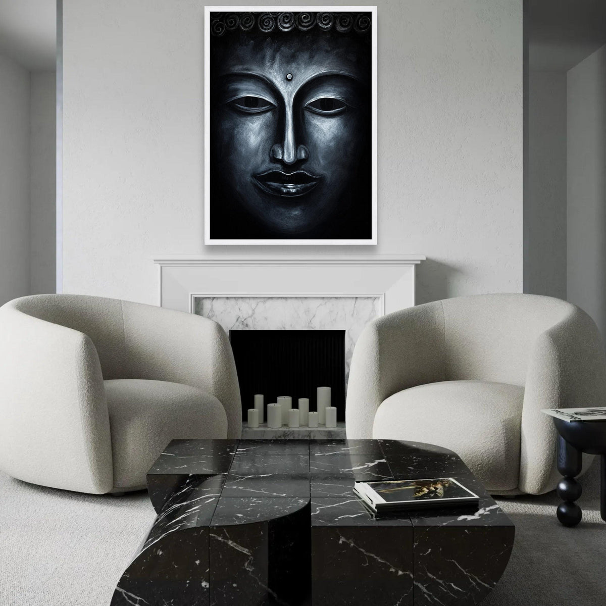 Serene Buddha Face Canvas, Spiritual Wall Art, Meditation Decor, Zen Home Decoration, Tranquil Buddha Portrait Ready To Hang Decoration