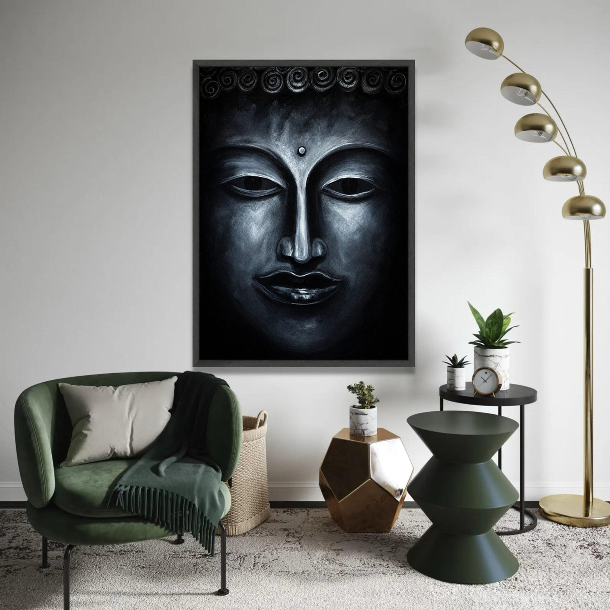 Serene Buddha Face Canvas, Spiritual Wall Art, Meditation Decor, Zen Home Decoration, Tranquil Buddha Portrait Ready To Hang Decoration