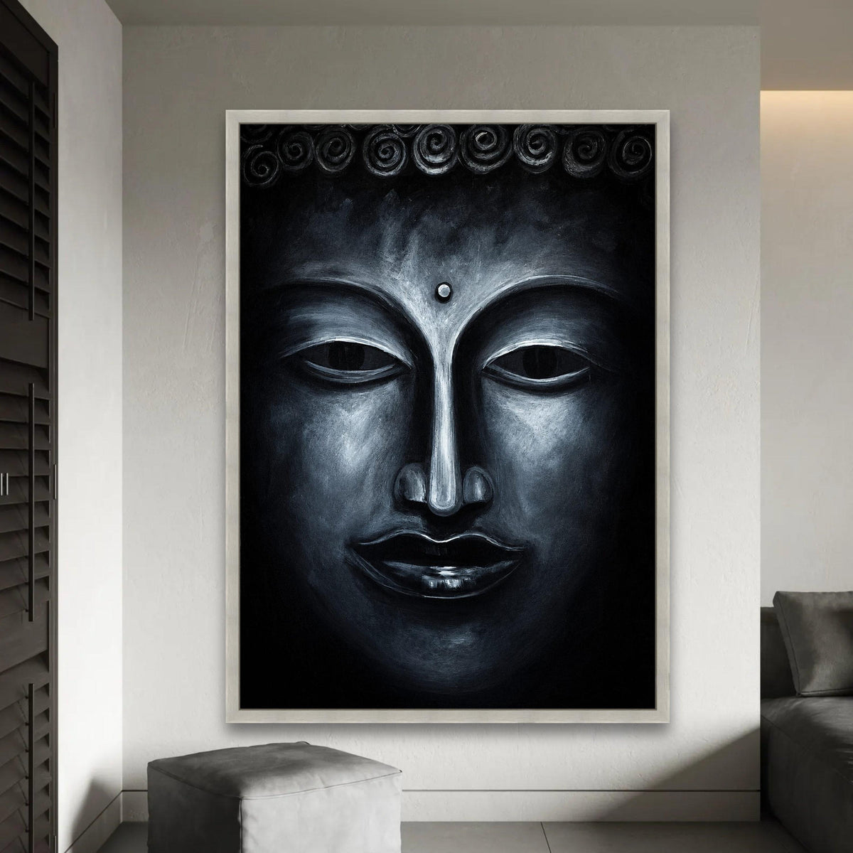 Serene Buddha Face Canvas, Spiritual Wall Art, Meditation Decor, Zen Home Decoration, Tranquil Buddha Portrait Ready To Hang Decoration