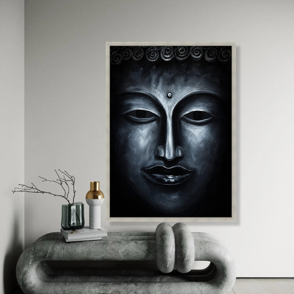 Serene Buddha Face Canvas, Spiritual Wall Art, Meditation Decor, Zen Home Decoration, Tranquil Buddha Portrait Ready To Hang Decoration