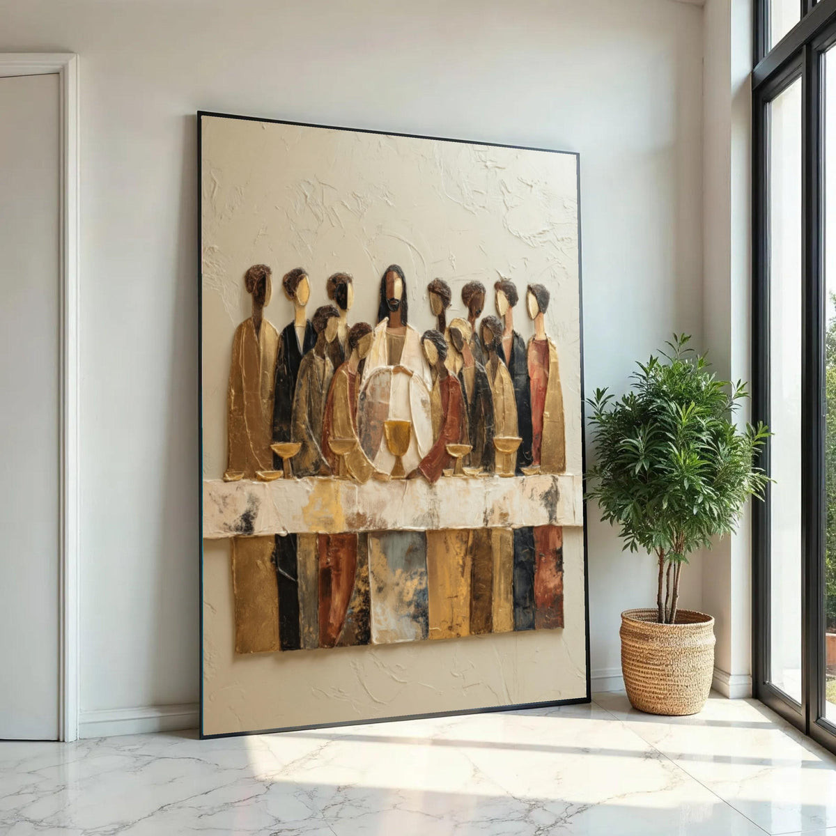 The Last Supper Canvas Wall Art, Religious Spiritual Decor, Christian Artwork on Canvas, Modern Abstract Jesus Ready To Hang Decoration