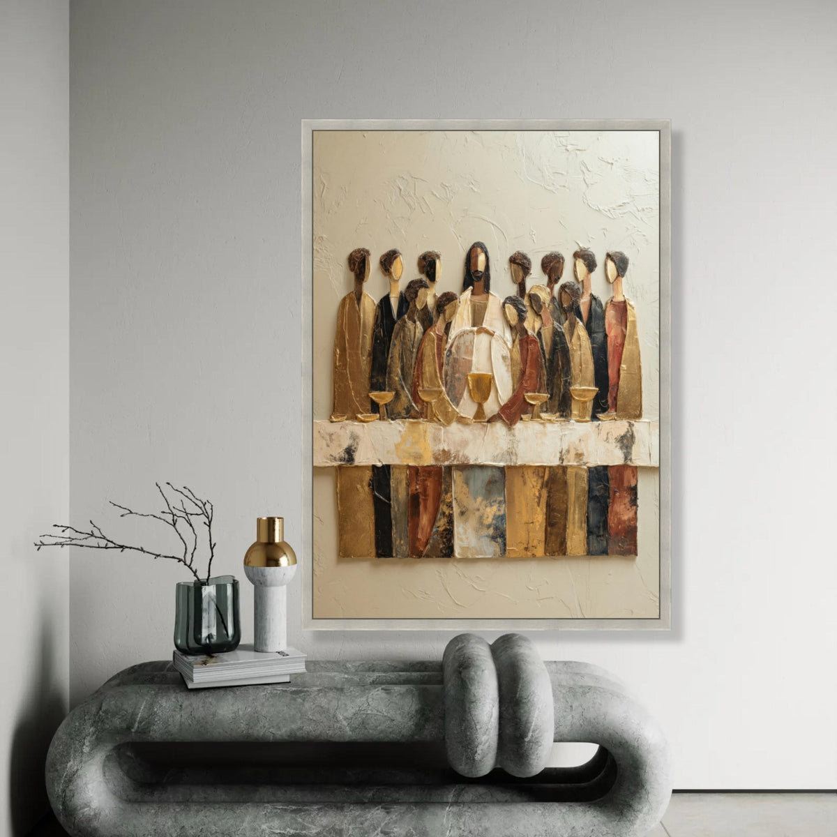 The Last Supper Canvas Wall Art, Religious Spiritual Decor, Christian Artwork on Canvas, Modern Abstract Jesus Ready To Hang Decoration