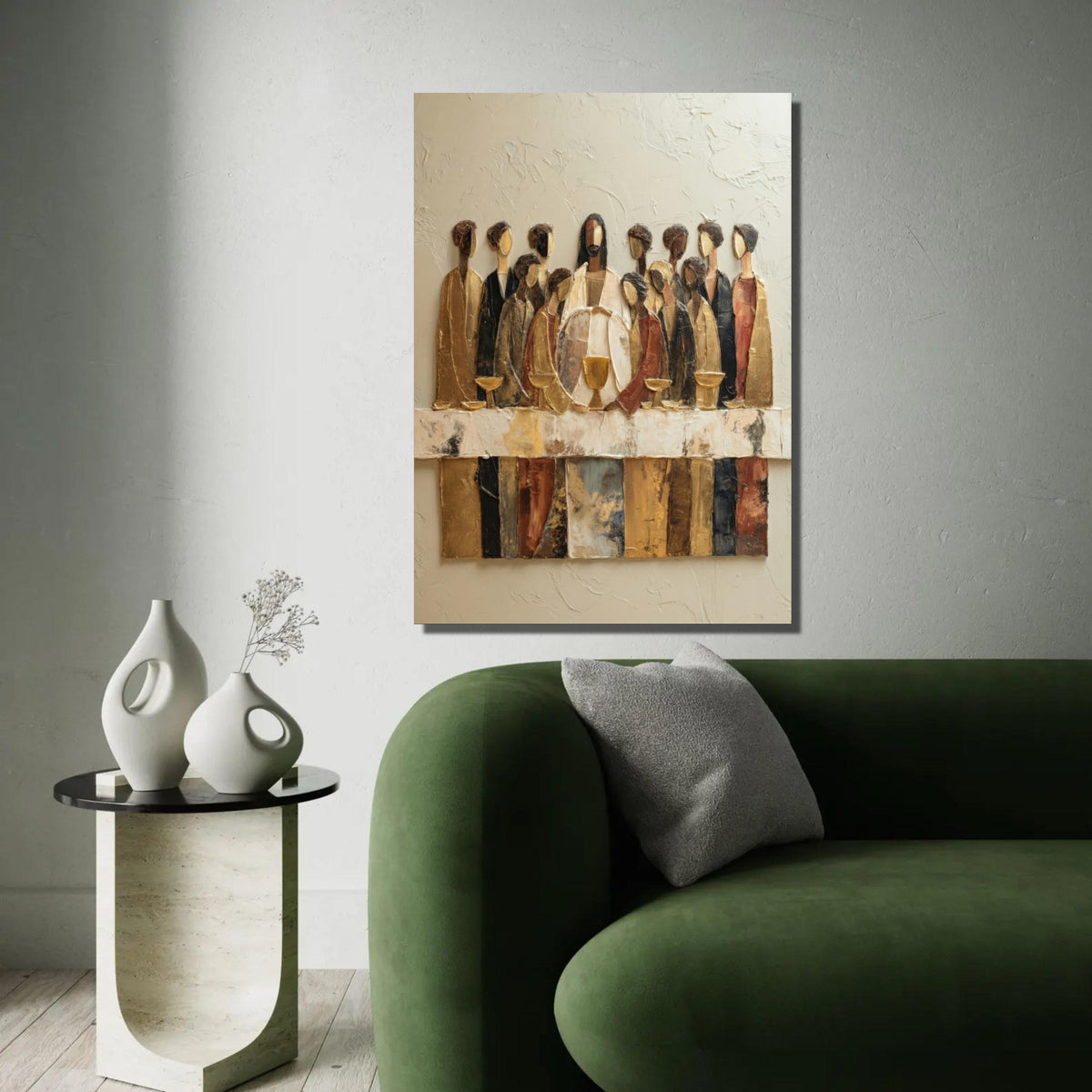 The Last Supper Canvas Wall Art, Religious Spiritual Decor, Christian Artwork on Canvas, Modern Abstract Jesus Ready To Hang Decoration