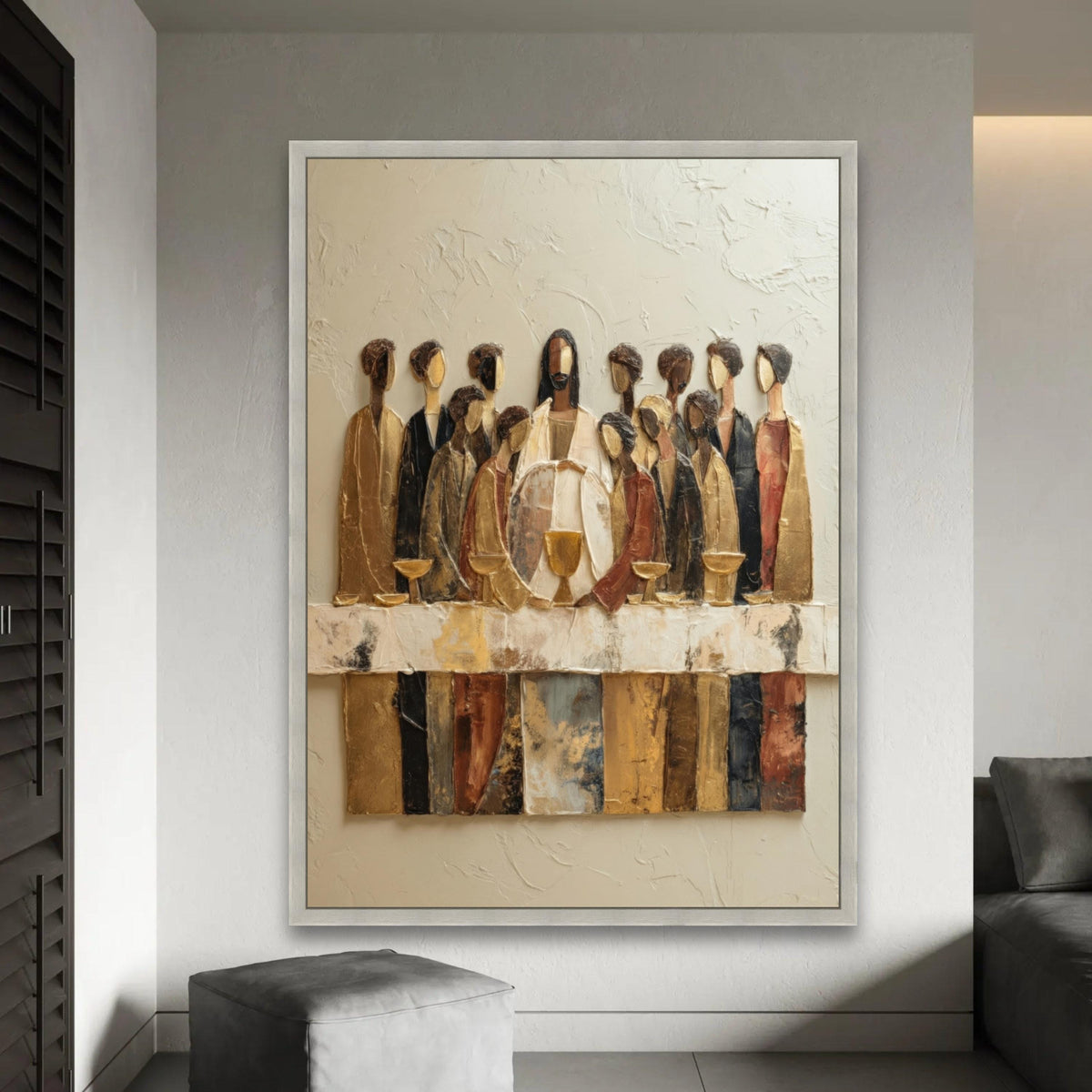 The Last Supper Canvas Wall Art, Religious Spiritual Decor, Christian Artwork on Canvas, Modern Abstract Jesus Ready To Hang Decoration