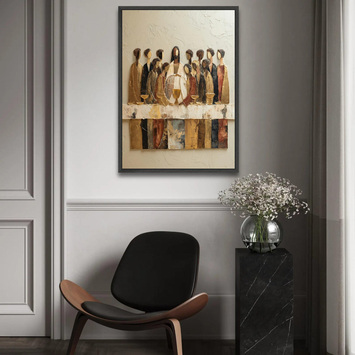 The Last Supper Canvas Wall Art, Religious Spiritual Decor, Christian Artwork on Canvas, Modern Abstract Jesus Ready To Hang Decoration