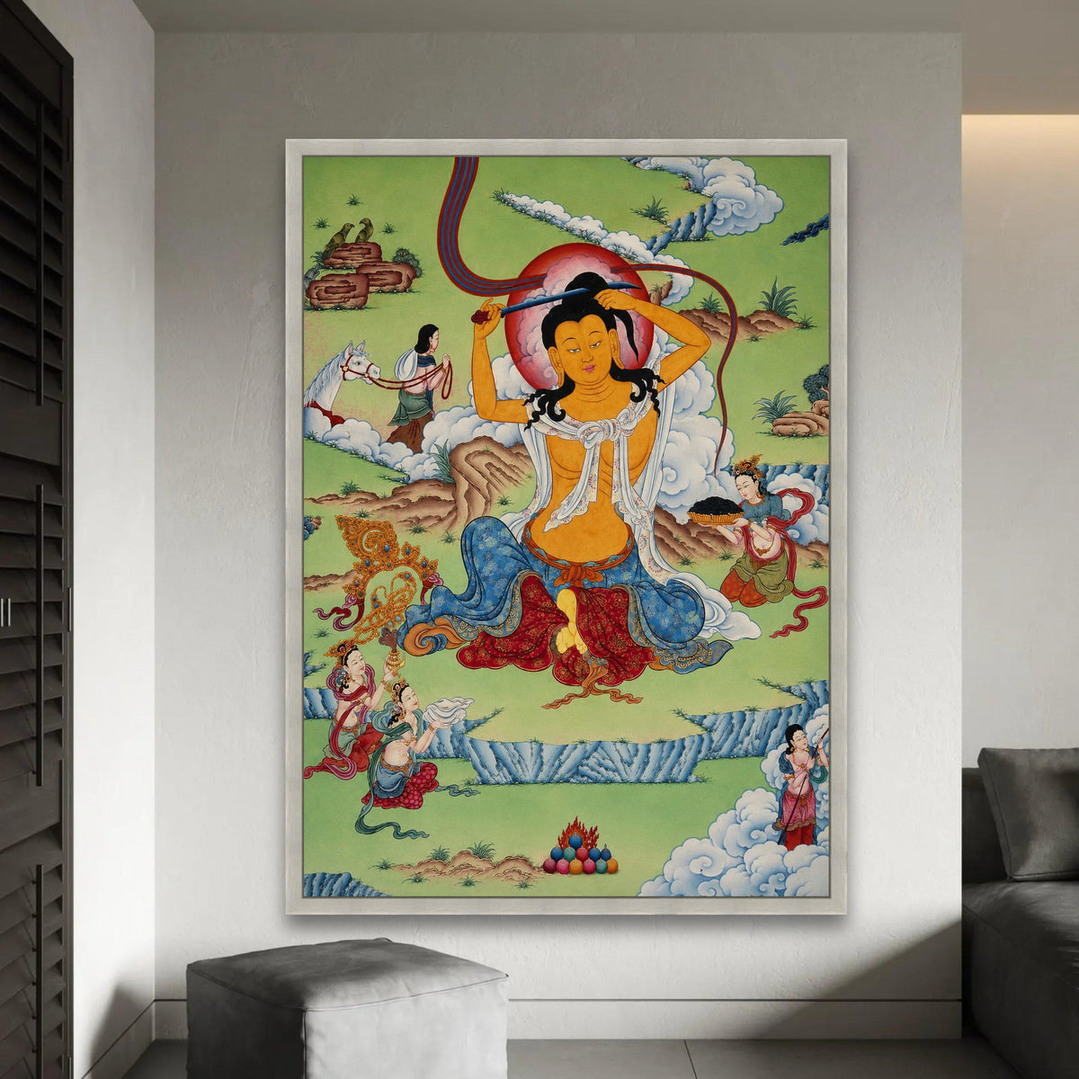Tibetan Buddhist Thangka Art Canvas, Spiritual Meditative Wall Art, Traditional Himalayan Painting, Sacred Home Ready To Hang Decoration