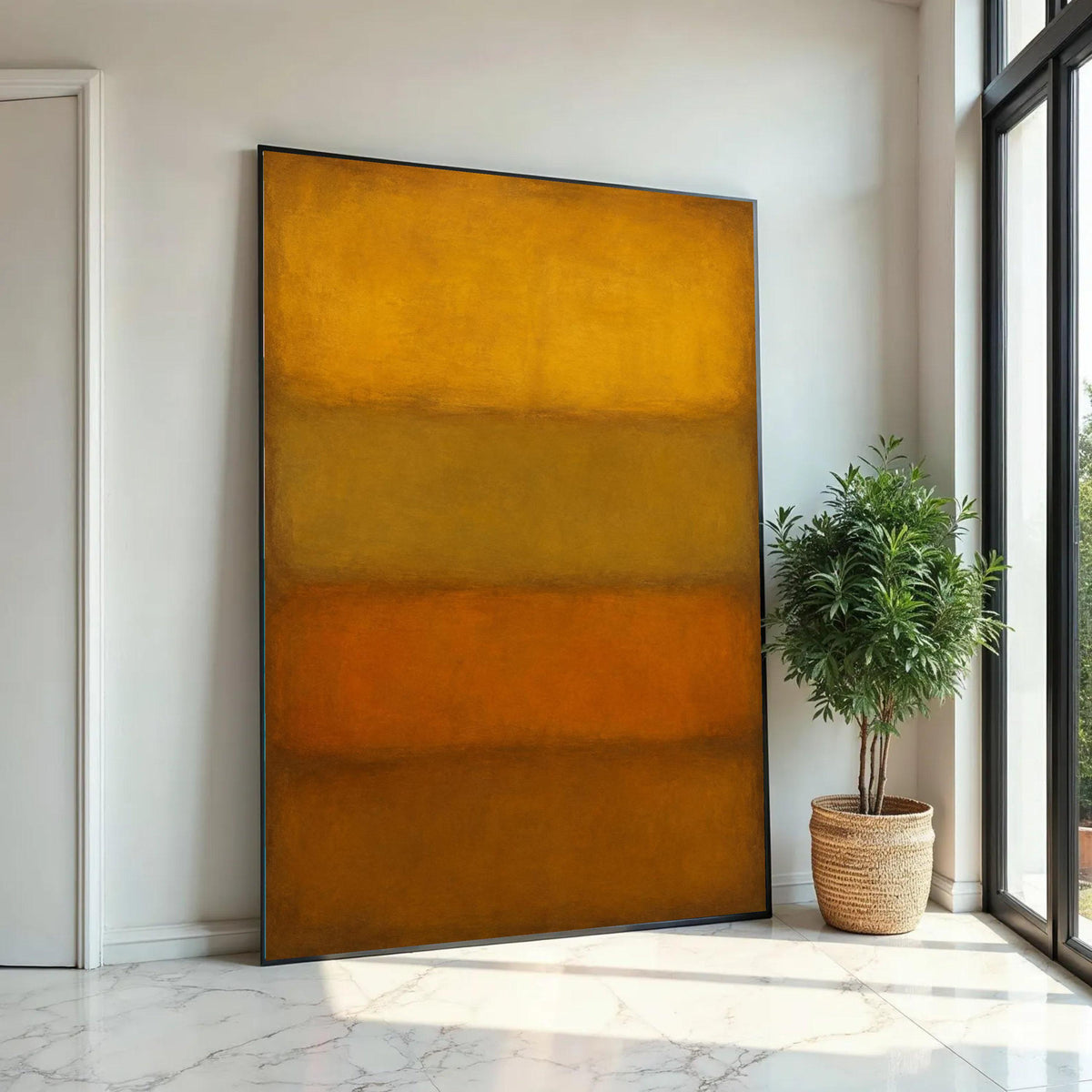 Mark Rothko Abstract Canvas, Modern Color Block Wall Art, Warm Earth Tone Decor, Minimalist Home Decoration, Ready To Hang Decoration
