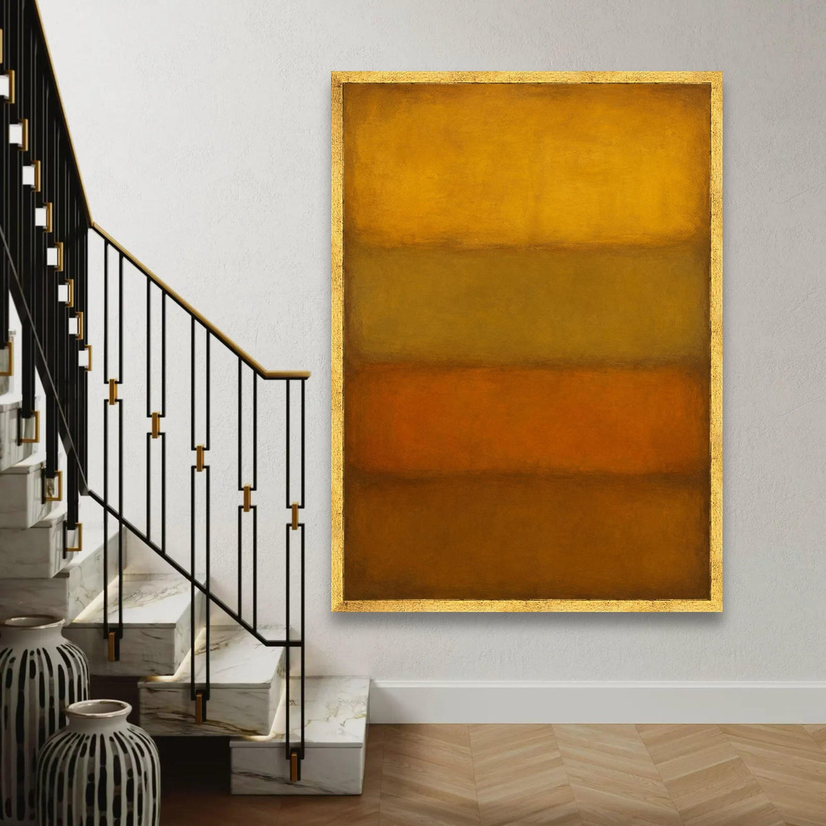 Mark Rothko Abstract Canvas, Modern Color Block Wall Art, Warm Earth Tone Decor, Minimalist Home Decoration, Ready To Hang Decoration
