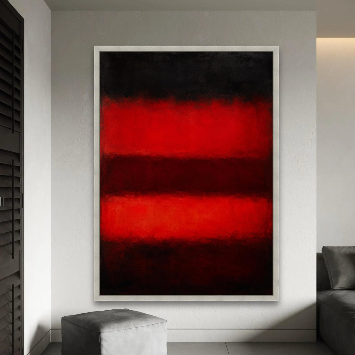 Mark Rothko Abstract Canvas Wall Art, Bold Red and Black Color Blocks, Modern Home Decoration, Contemporary Canvas Ready To Hang Decoration
