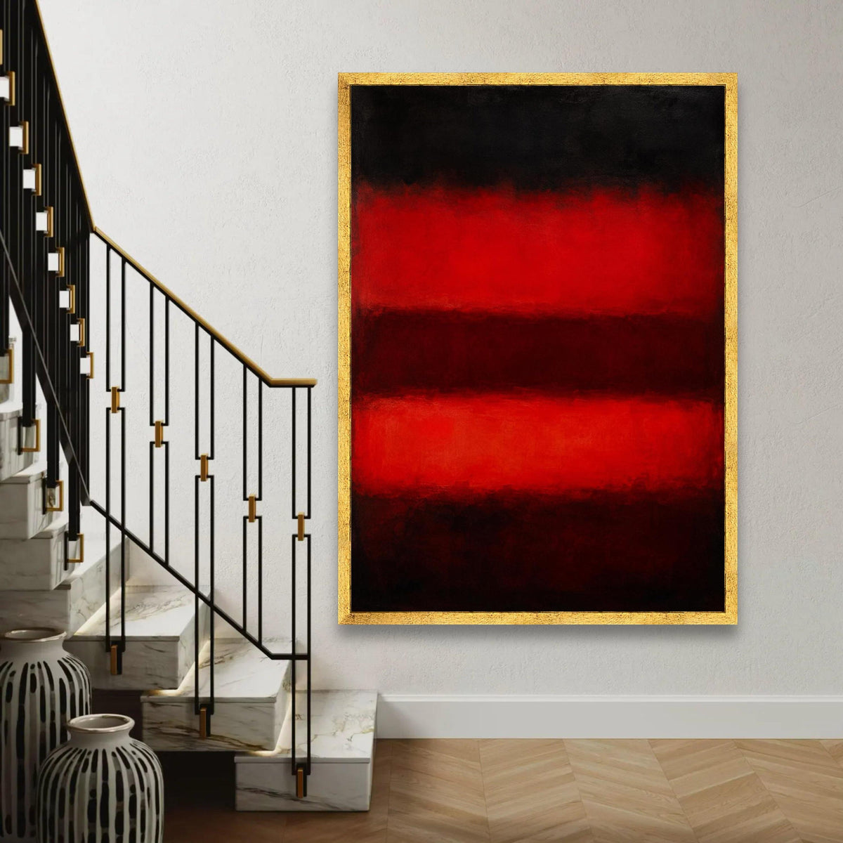 Mark Rothko Abstract Canvas Wall Art, Bold Red and Black Color Blocks, Modern Home Decoration, Contemporary Canvas Ready To Hang Decoration