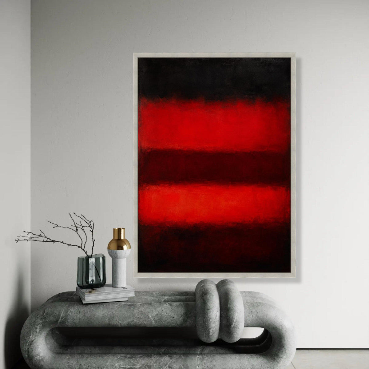 Mark Rothko Abstract Canvas Wall Art, Bold Red and Black Color Blocks, Modern Home Decoration, Contemporary Canvas Ready To Hang Decoration