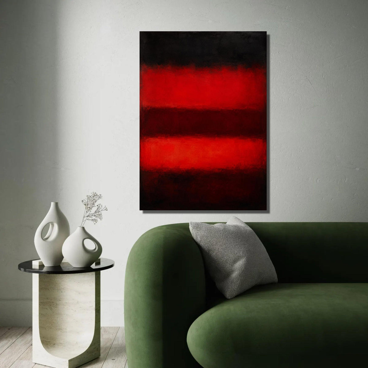 Mark Rothko Abstract Canvas Wall Art, Bold Red and Black Color Blocks, Modern Home Decoration, Contemporary Canvas Ready To Hang Decoration