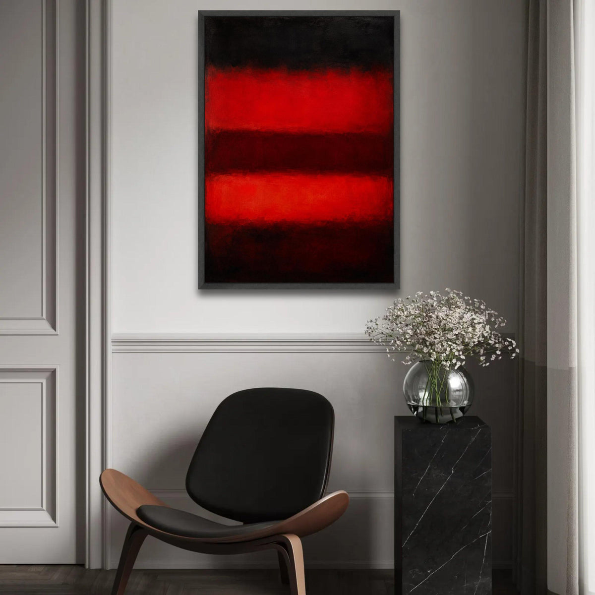 Mark Rothko Abstract Canvas Wall Art, Bold Red and Black Color Blocks, Modern Home Decoration, Contemporary Canvas Ready To Hang Decoration