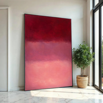 Mark Rothko Style Abstract Canvas Wall Art, Deep Red and Pink Color Field Painting, Modern Minimalist Home Decor, Ready To Hang Decoration