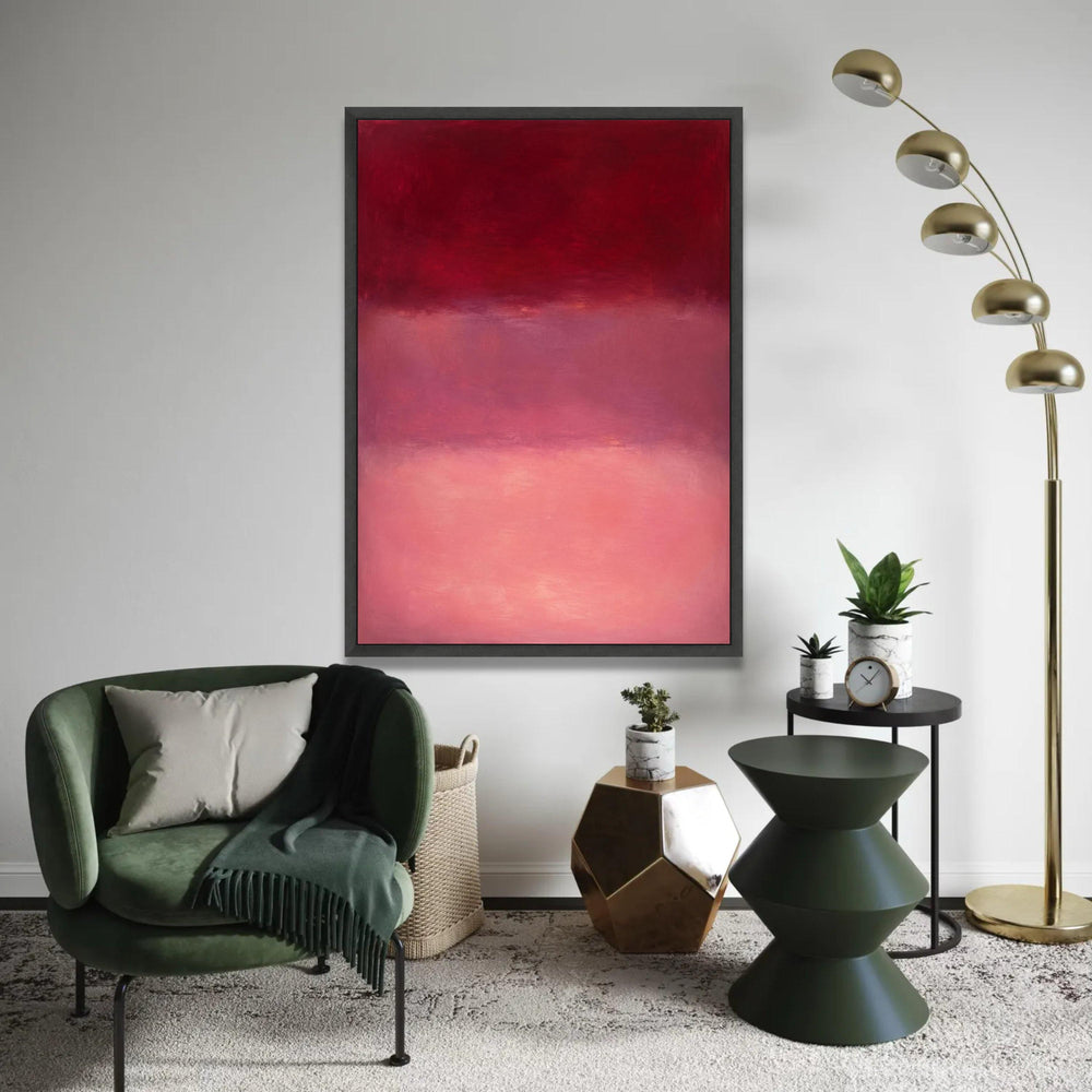 Mark Rothko Style Abstract Canvas Wall Art, Deep Red and Pink Color Field Painting, Modern Minimalist Home Decor, Ready To Hang Decoration