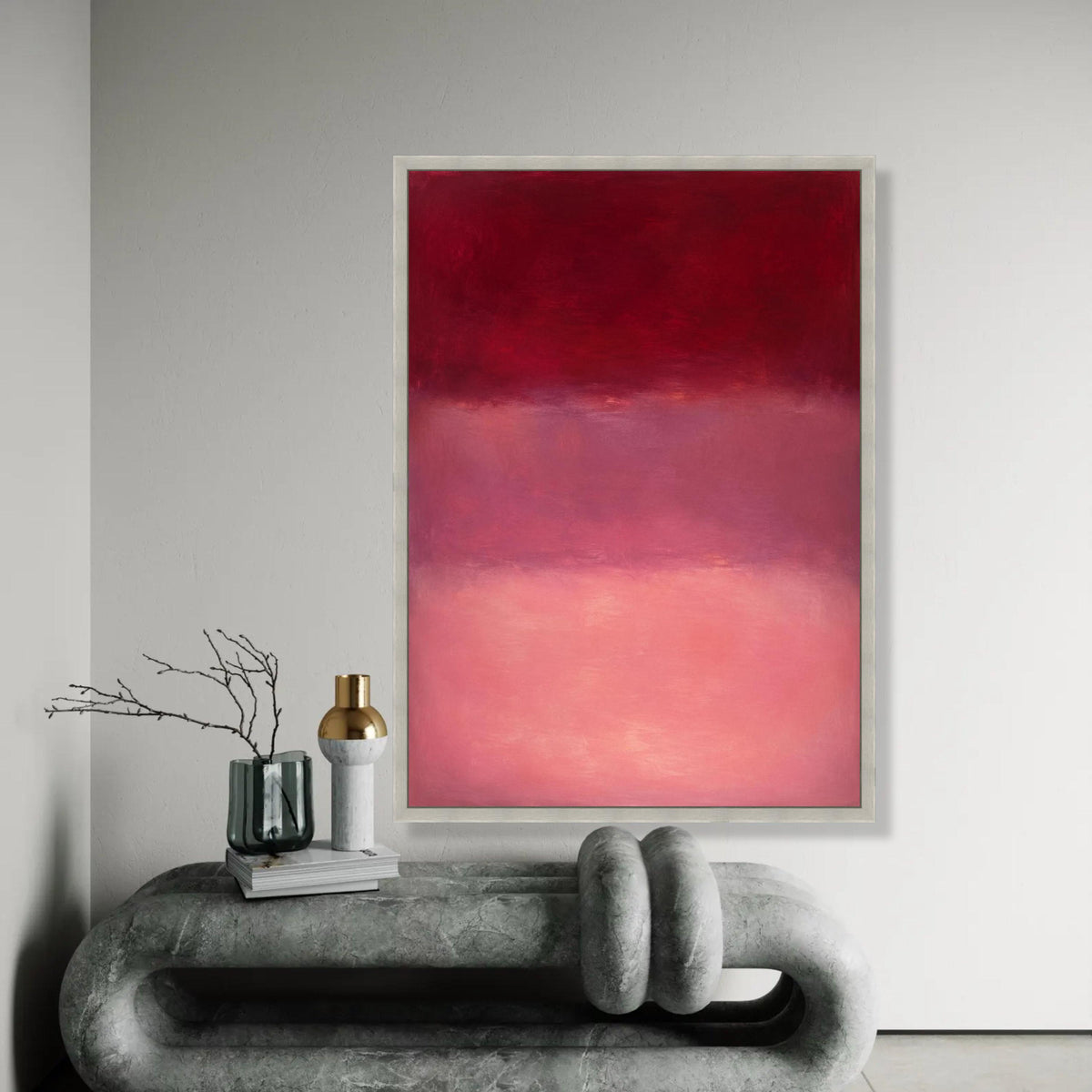 Mark Rothko Style Abstract Canvas Wall Art, Deep Red and Pink Color Field Painting, Modern Minimalist Home Decor, Ready To Hang Decoration