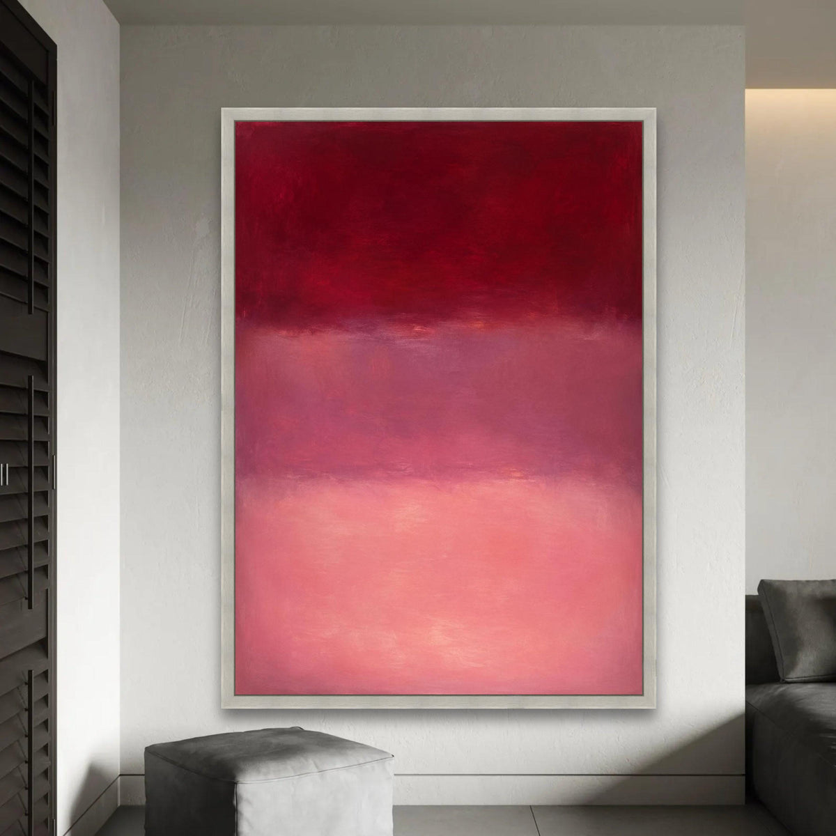 Mark Rothko Style Abstract Canvas Wall Art, Deep Red and Pink Color Field Painting, Modern Minimalist Home Decor, Ready To Hang Decoration