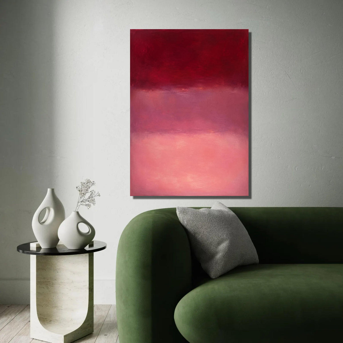 Mark Rothko Style Abstract Canvas Wall Art, Deep Red and Pink Color Field Painting, Modern Minimalist Home Decor, Ready To Hang Decoration