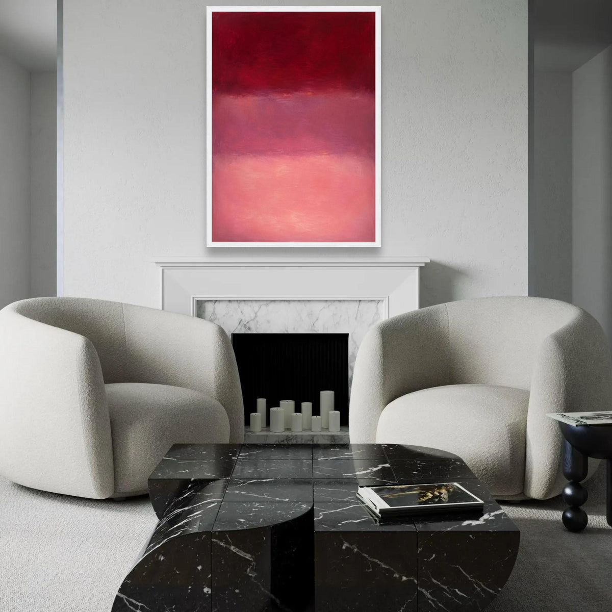 Mark Rothko Style Abstract Canvas Wall Art, Deep Red and Pink Color Field Painting, Modern Minimalist Home Decor, Ready To Hang Decoration