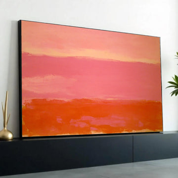 Mark Rothko Style Abstract Canvas Wall Art, Pink and Orange Color Fields, Modern Minimalist Artwork, Contemporary Ready To Hang Decoration