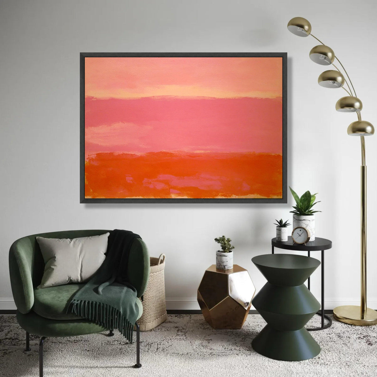 Mark Rothko Style Abstract Canvas Wall Art, Pink and Orange Color Fields, Modern Minimalist Artwork, Contemporary Ready To Hang Decoration