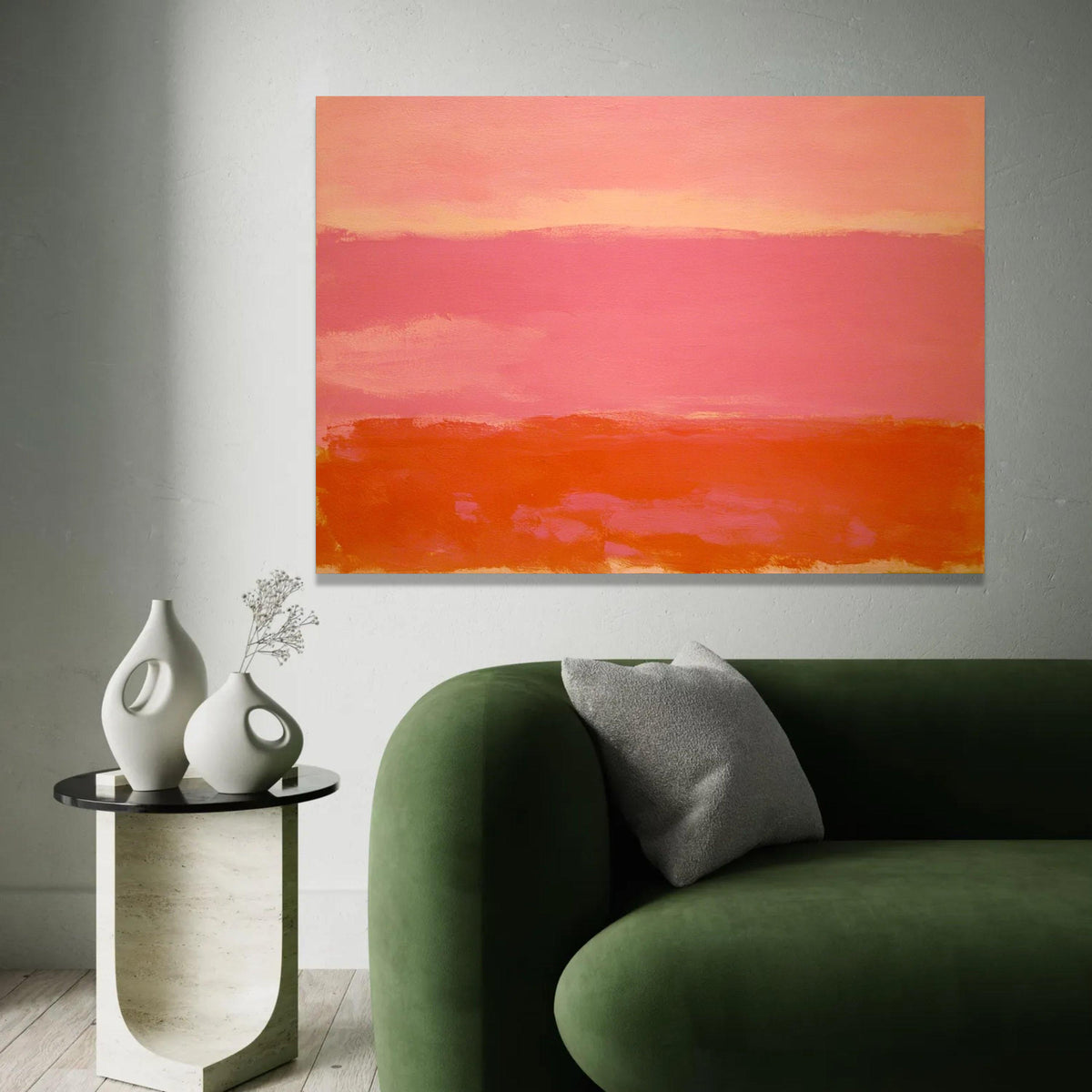 Mark Rothko Style Abstract Canvas Wall Art, Pink and Orange Color Fields, Modern Minimalist Artwork, Contemporary Ready To Hang Decoration