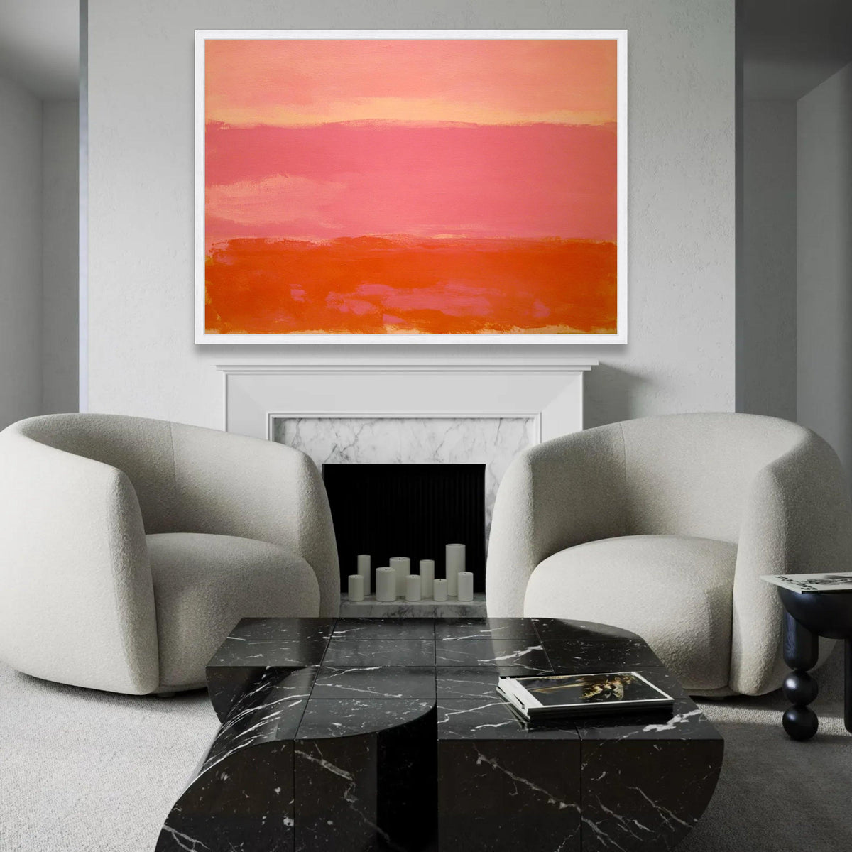 Mark Rothko Style Abstract Canvas Wall Art, Pink and Orange Color Fields, Modern Minimalist Artwork, Contemporary Ready To Hang Decoration