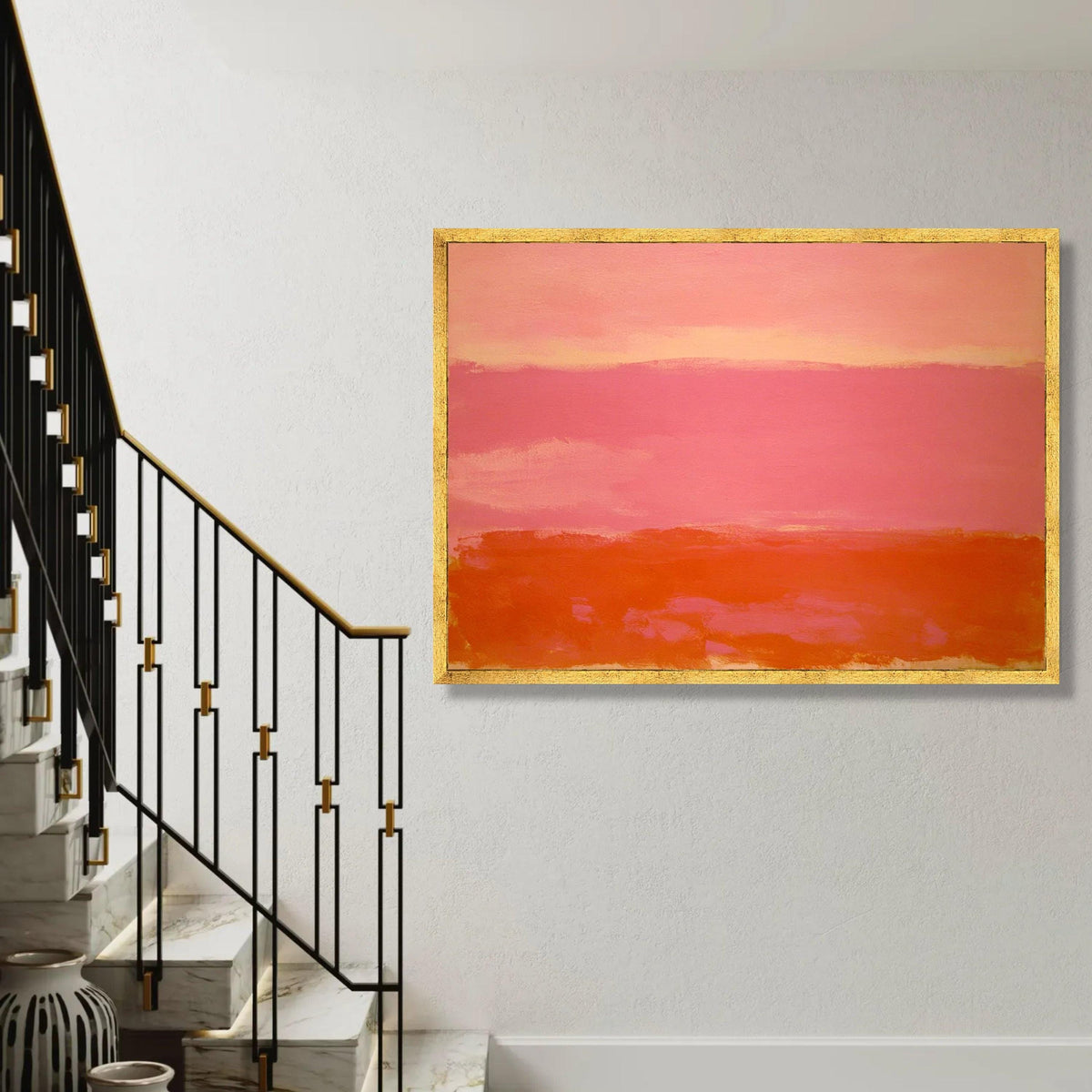 Mark Rothko Style Abstract Canvas Wall Art, Pink and Orange Color Fields, Modern Minimalist Artwork, Contemporary Ready To Hang Decoration