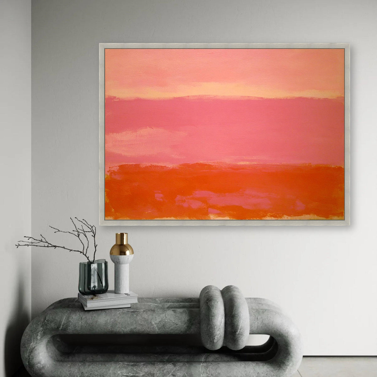 Mark Rothko Style Abstract Canvas Wall Art, Pink and Orange Color Fields, Modern Minimalist Artwork, Contemporary Ready To Hang Decoration