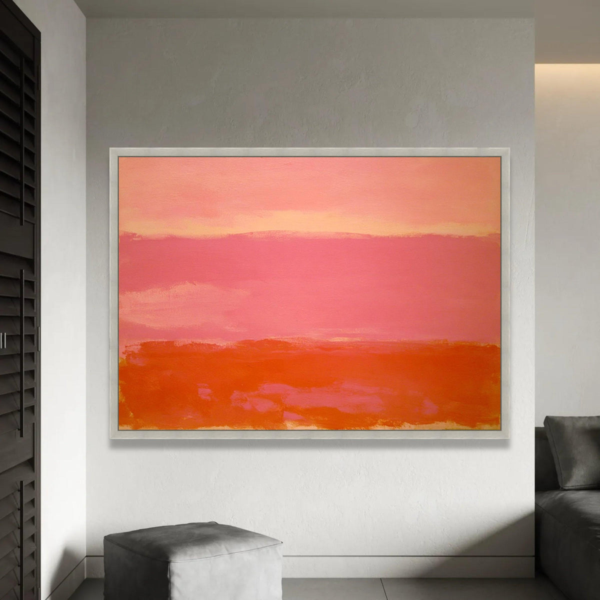 Mark Rothko Style Abstract Canvas Wall Art, Pink and Orange Color Fields, Modern Minimalist Artwork, Contemporary Ready To Hang Decoration