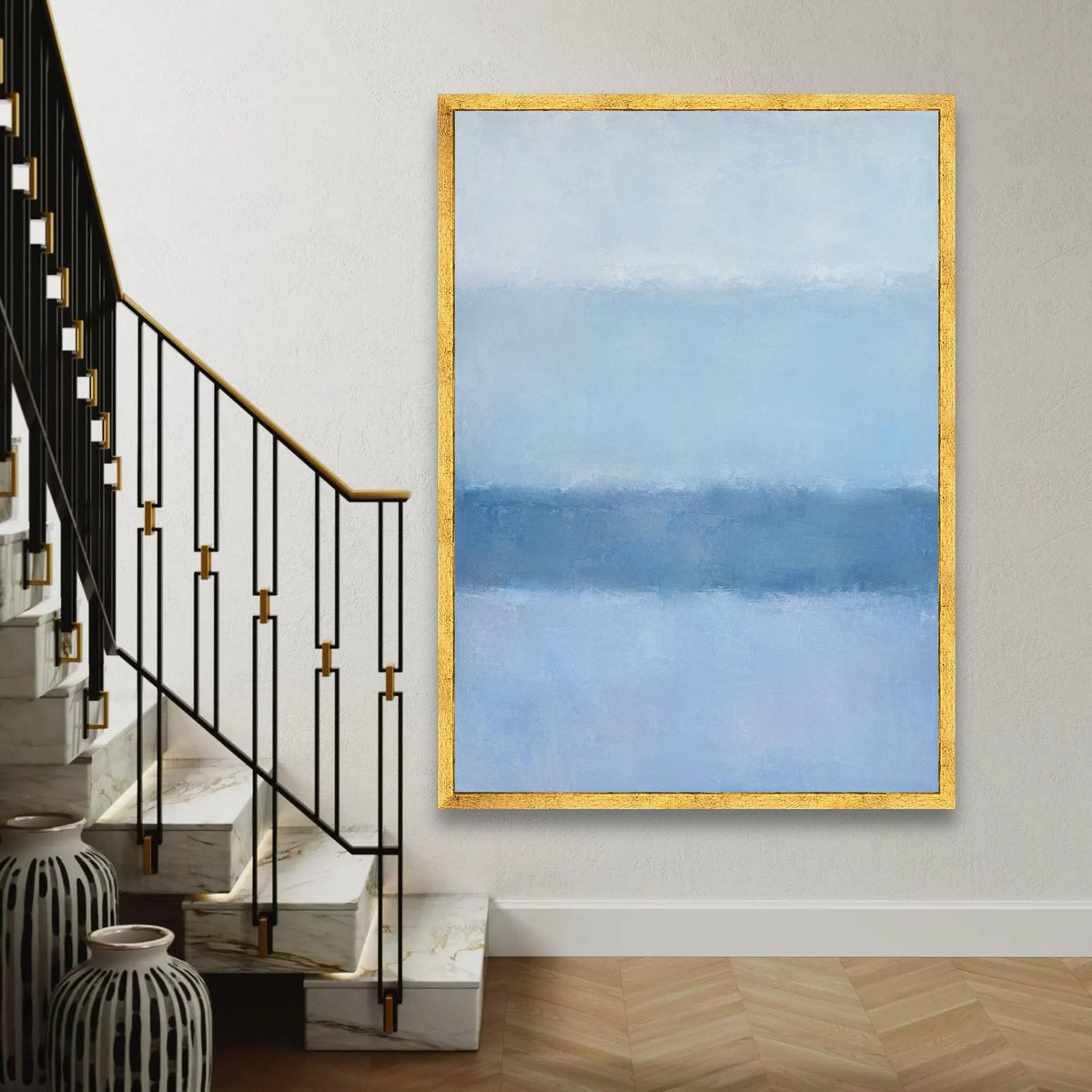 Mark Rothko Blue Abstract Canvas Wall Art, Modern Minimalist Color Field Painting, Calm Blue Tones Canvas Ready To Hang Decoration