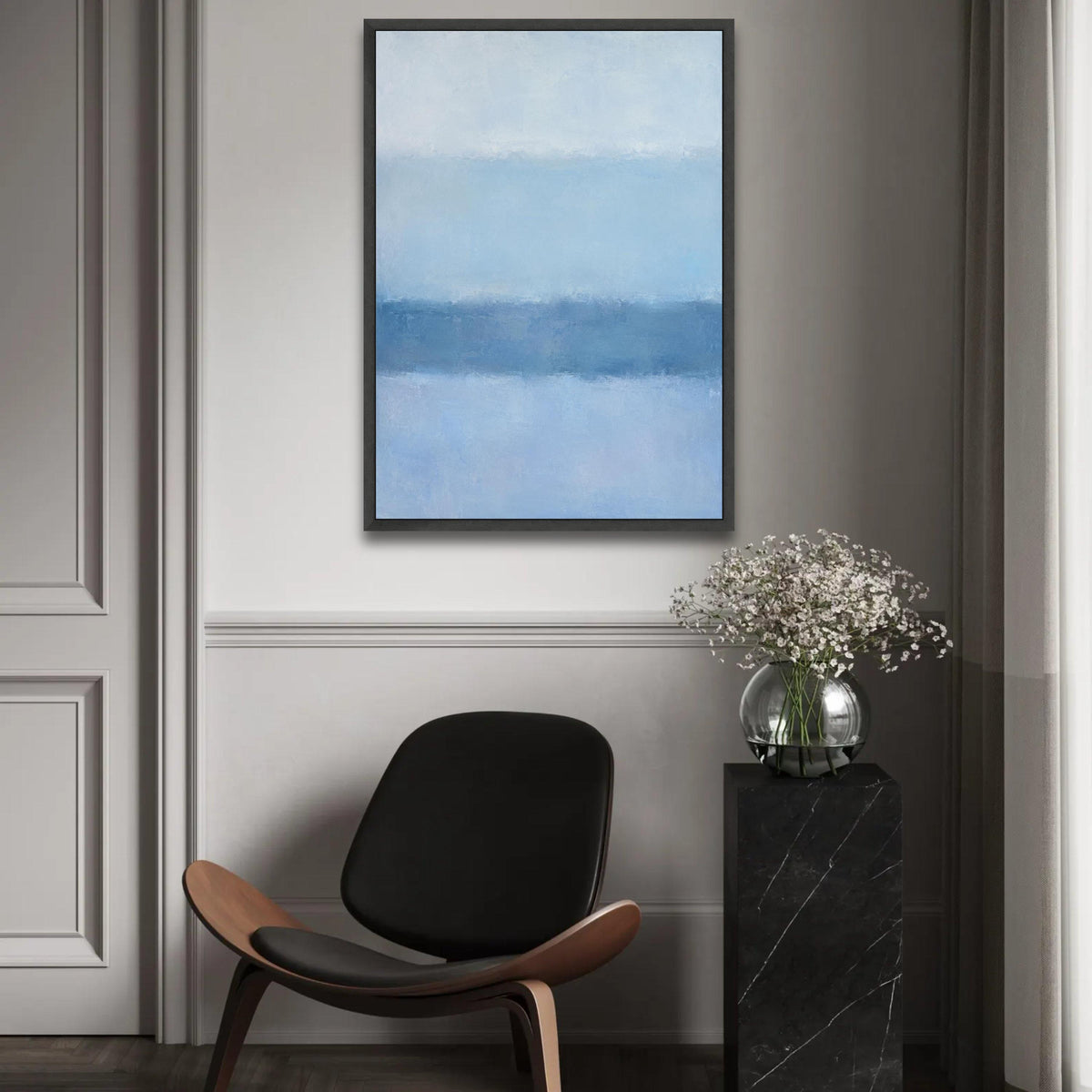 Mark Rothko Blue Abstract Canvas Wall Art, Modern Minimalist Color Field Painting, Calm Blue Tones Canvas Ready To Hang Decoration