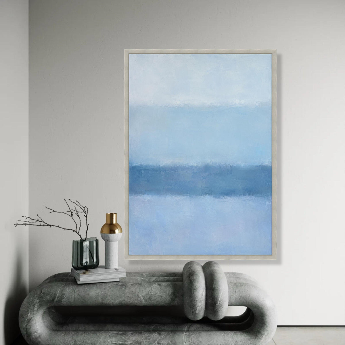 Mark Rothko Blue Abstract Canvas Wall Art, Modern Minimalist Color Field Painting, Calm Blue Tones Canvas Ready To Hang Decoration
