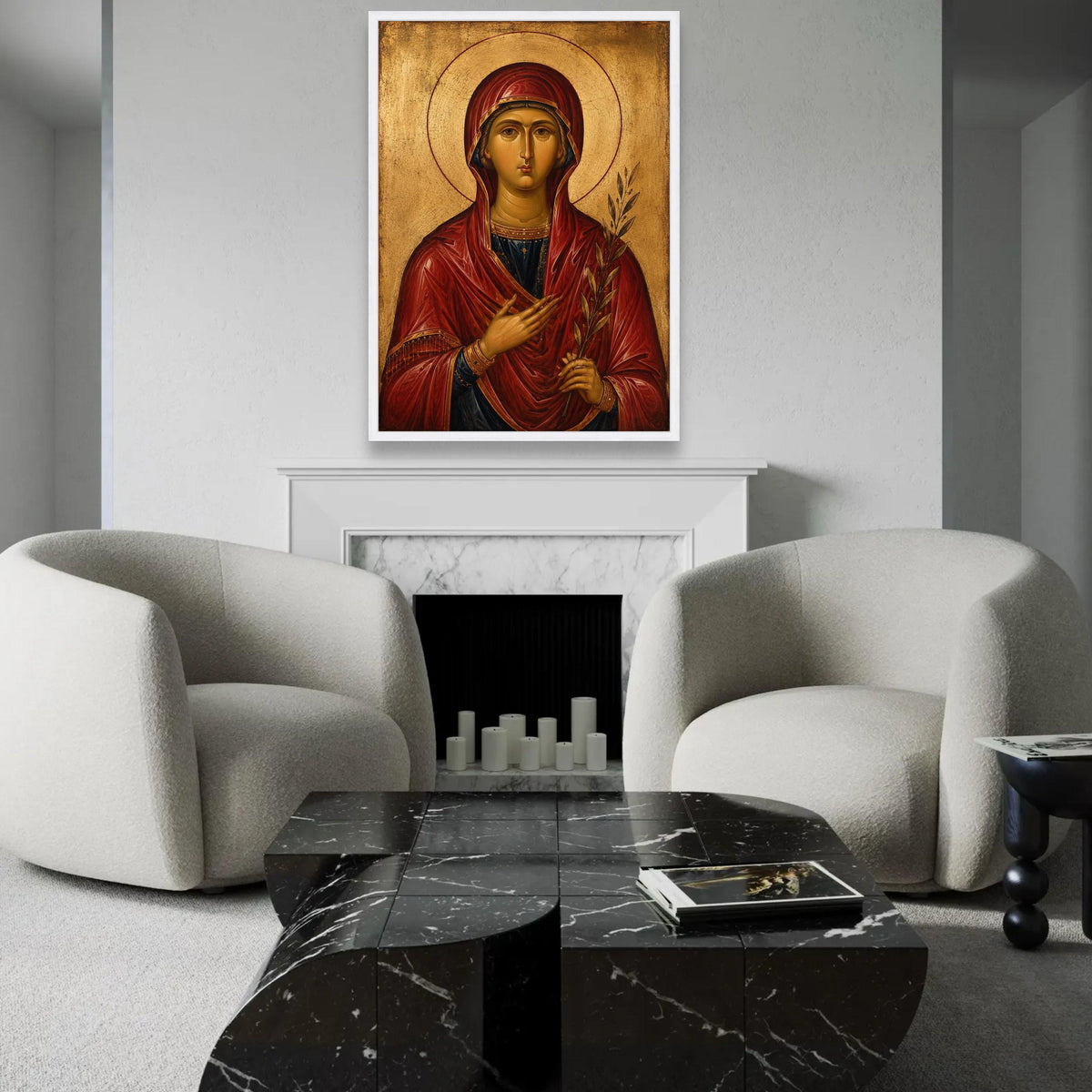 Byzantine Icon of Holy Woman Canvas, Religious Wall Art, Spiritual Decor, Vintage Christian Canvas, Sacred Figure Ready To Hang Decoration