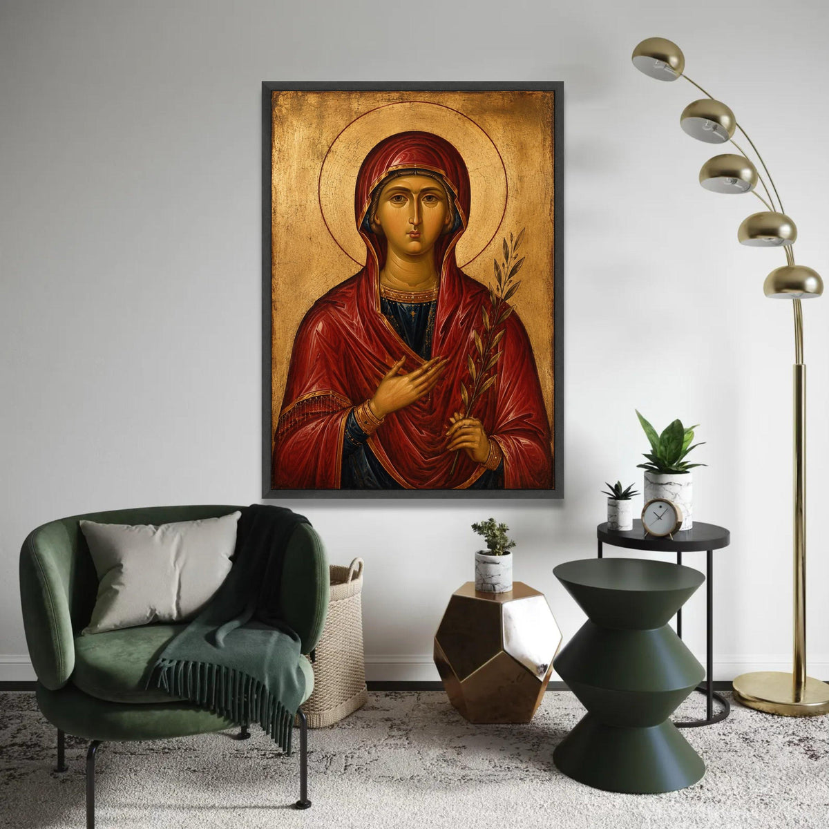 Byzantine Icon of Holy Woman Canvas, Religious Wall Art, Spiritual Decor, Vintage Christian Canvas, Sacred Figure Ready To Hang Decoration
