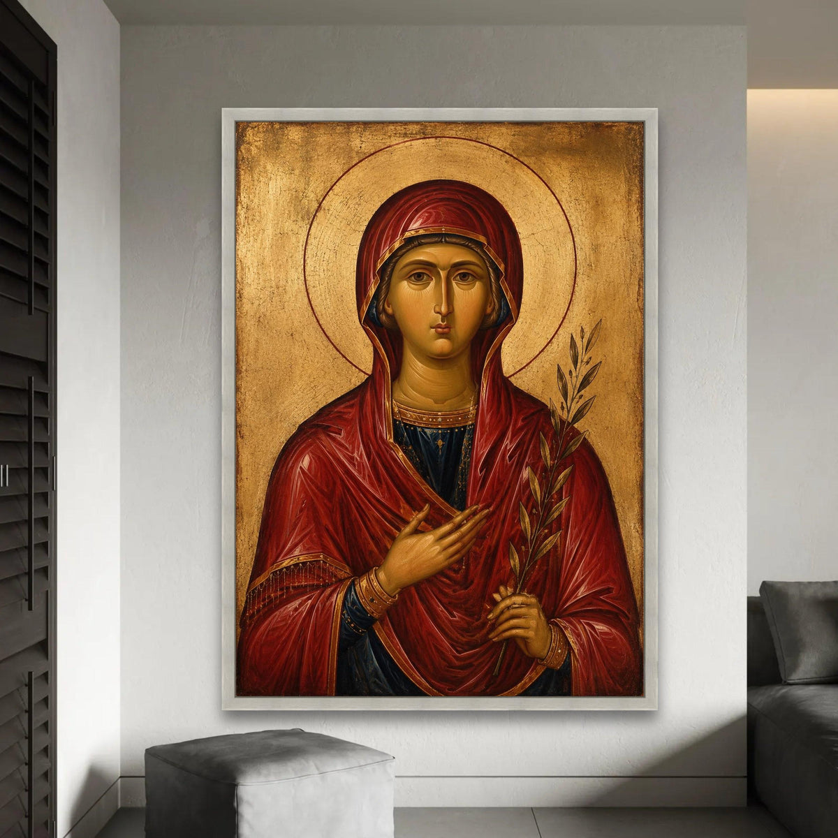 Byzantine Icon of Holy Woman Canvas, Religious Wall Art, Spiritual Decor, Vintage Christian Canvas, Sacred Figure Ready To Hang Decoration