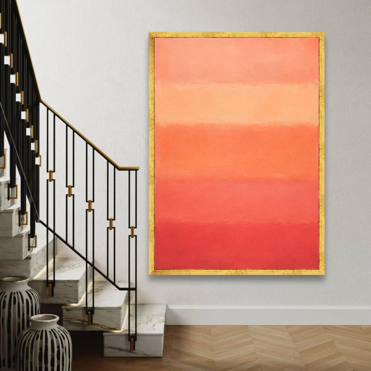 Mark Rothko Abstract Canvas Wall Art, Sunset Color Blocks, Modern Minimalist Home Decor, Warm Gradient Painting, Ready To Hang Decoration