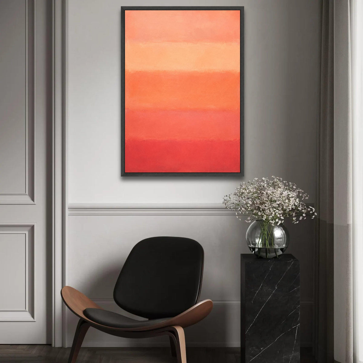 Mark Rothko Abstract Canvas Wall Art, Sunset Color Blocks, Modern Minimalist Home Decor, Warm Gradient Painting, Ready To Hang Decoration
