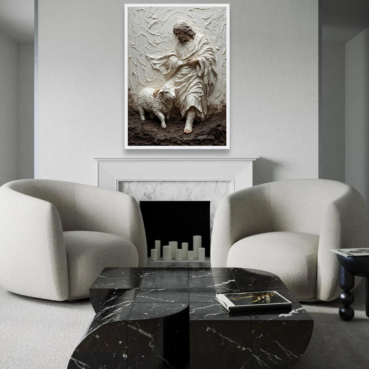 Gentle Shepherd with Lamb Canvas, Religious Wall Art, Spiritual Home Decor, Christian Scripture Canvas, Peaceful Ready To Hang Decoration